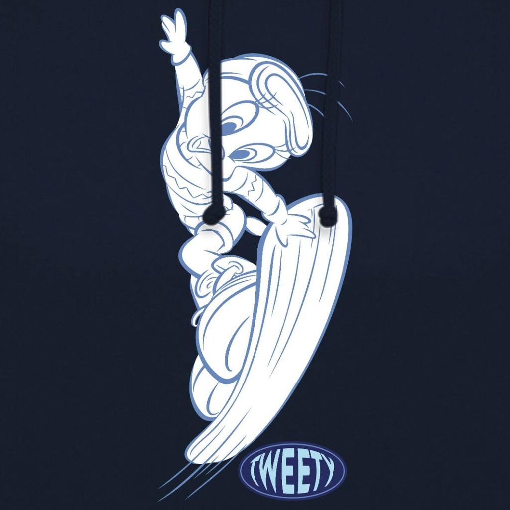 Spreadshirt Looney Tunes Tweety Mit Snowboard Uni Hoodie, XL, Navy