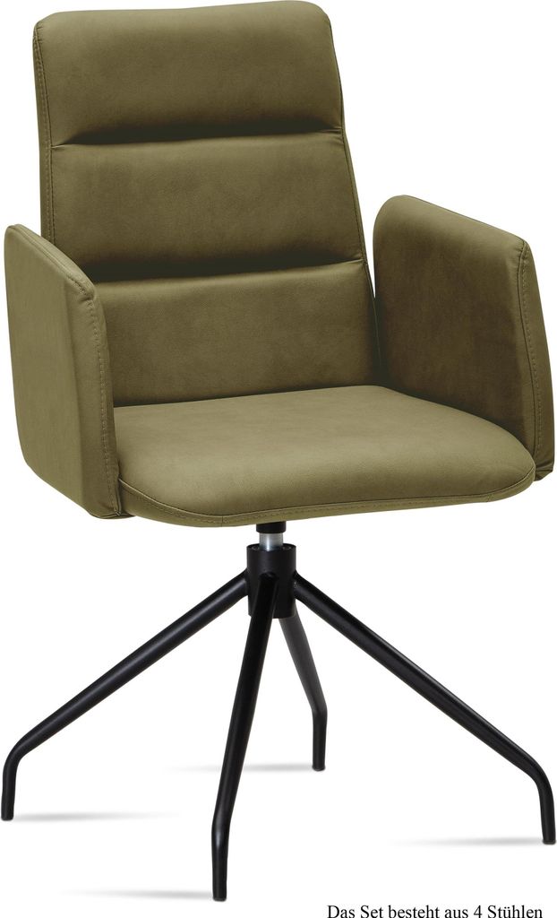 Armlehnstuhl drehbar (4er-Set) Domona 52x92x60 Schwarz/Olivgrün