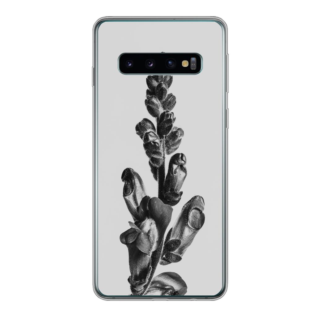 MuchoWow Handyhülle Schutzhülle Hülle für Samsung Galaxy S10 Pflanze - Schwarz - Weiß - Abstrakt Silikon Softcase Handy Hülle - Handytasche