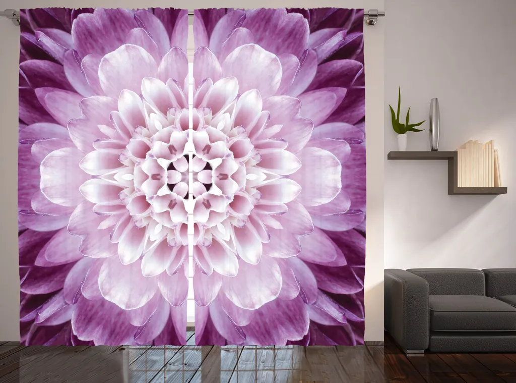 Grand Rideau de Chambre Fleuri Violet pour Ambiance Zen 280x225 cm