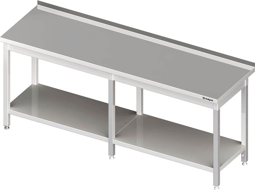Arbeitstisch mit Grundboden, 2300x600x850 mm, mit Aufkantung, verschweißt