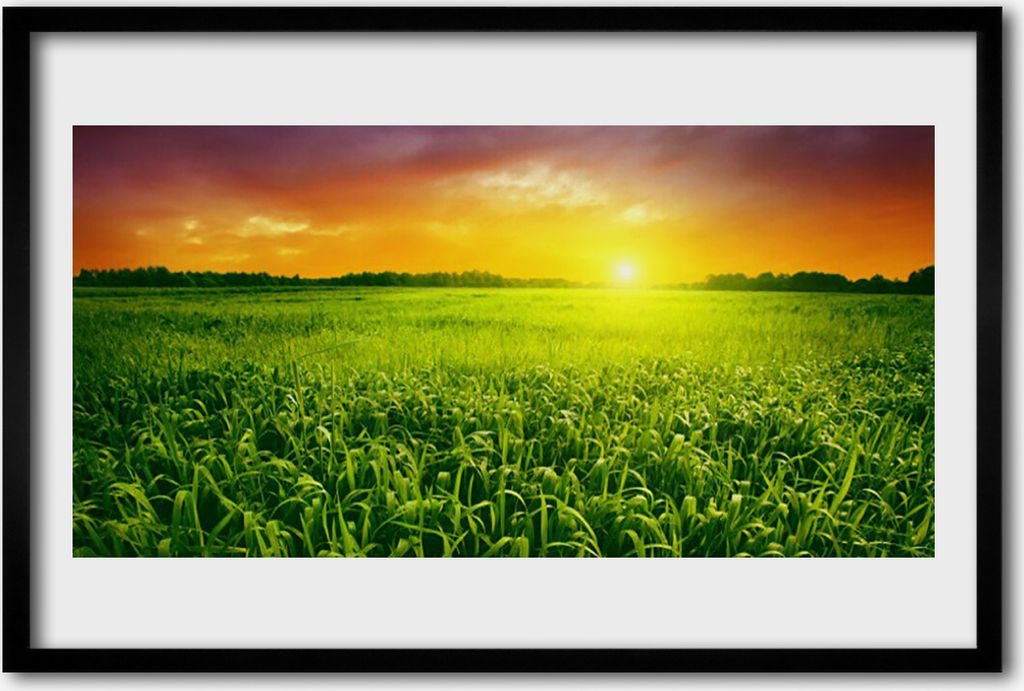 Bild 60x40 MDF-Rahmen Wandkunst Weizenfeld Sonnenaufgang Produktbild 