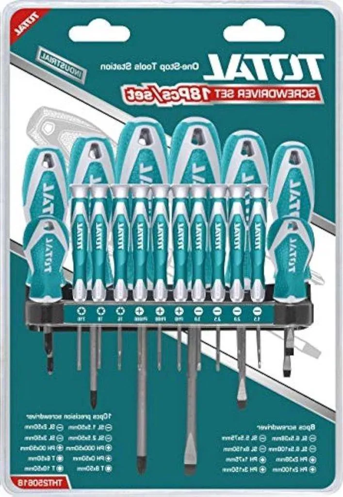Jeu de 18 tournevis en acier chrome-vanadium avec pointes magnétiques