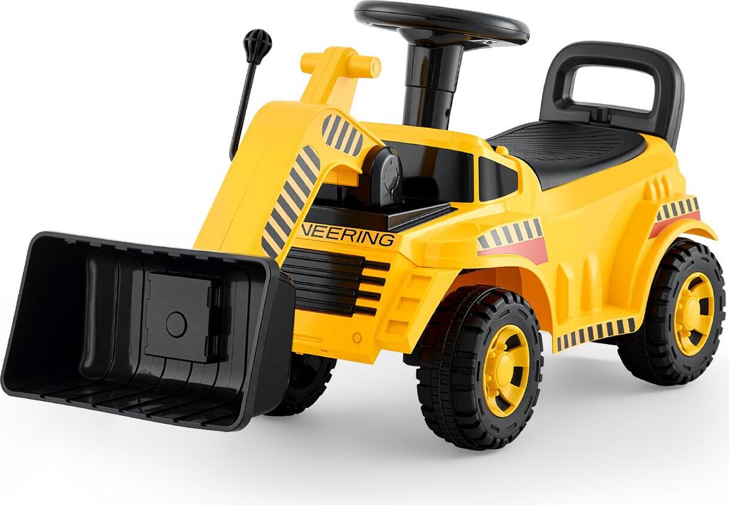 VEVOR Sitzbagger, Kinderbagger, Bagger-Bulldozer-Spielzeug mit Kippschutz und Stauraum unter dem Sitz, Aufsitzbagger 25 kg Tragkraft, Lauflernhilfe...