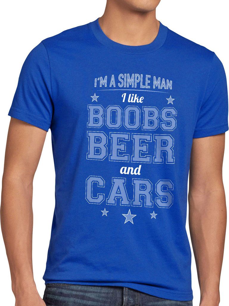 style3 I'm a simple Man Herren T-Shirt Boobs Beer Cars
