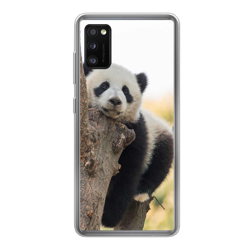 MuchoWow Handyhülle Schutzhülle Hülle für Samsung Galaxy A41 Panda - Baum - Licht Silikon Softcase Handy Hülle - Mobiltelefon