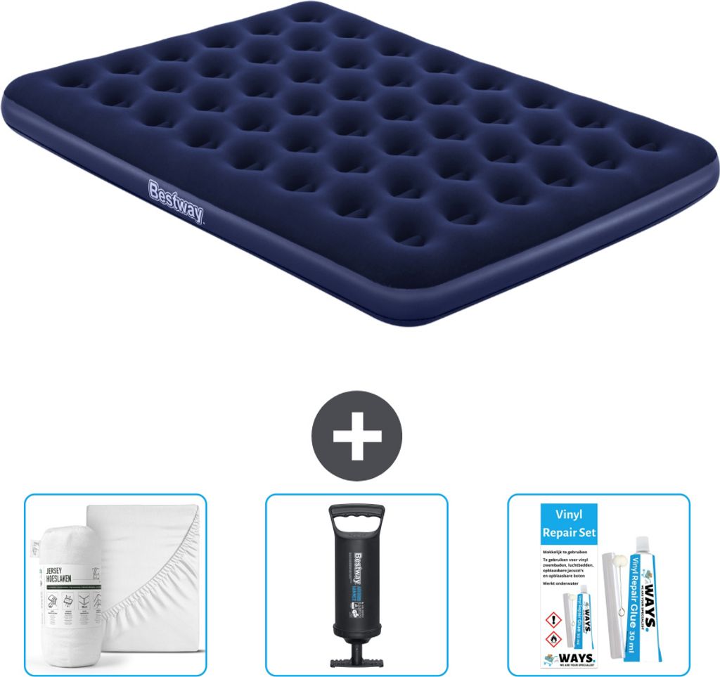 Bestway Luftmatratze – 2-Personen – 152 x 203 x 22 cm – Blau – im Lieferumfang enthalten Zubehör