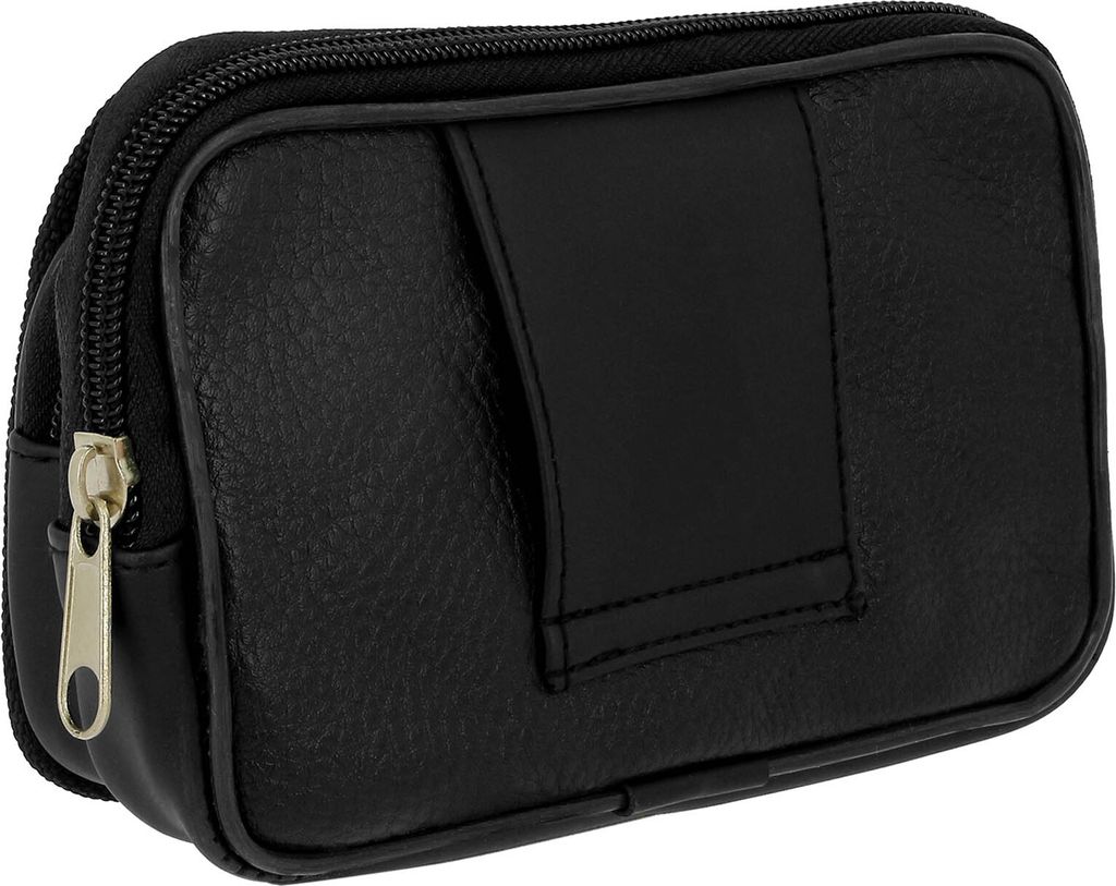 Universal Tasche mit Reißverschluss und Gürtelschlaufe – Viele Fächer – Schwarz