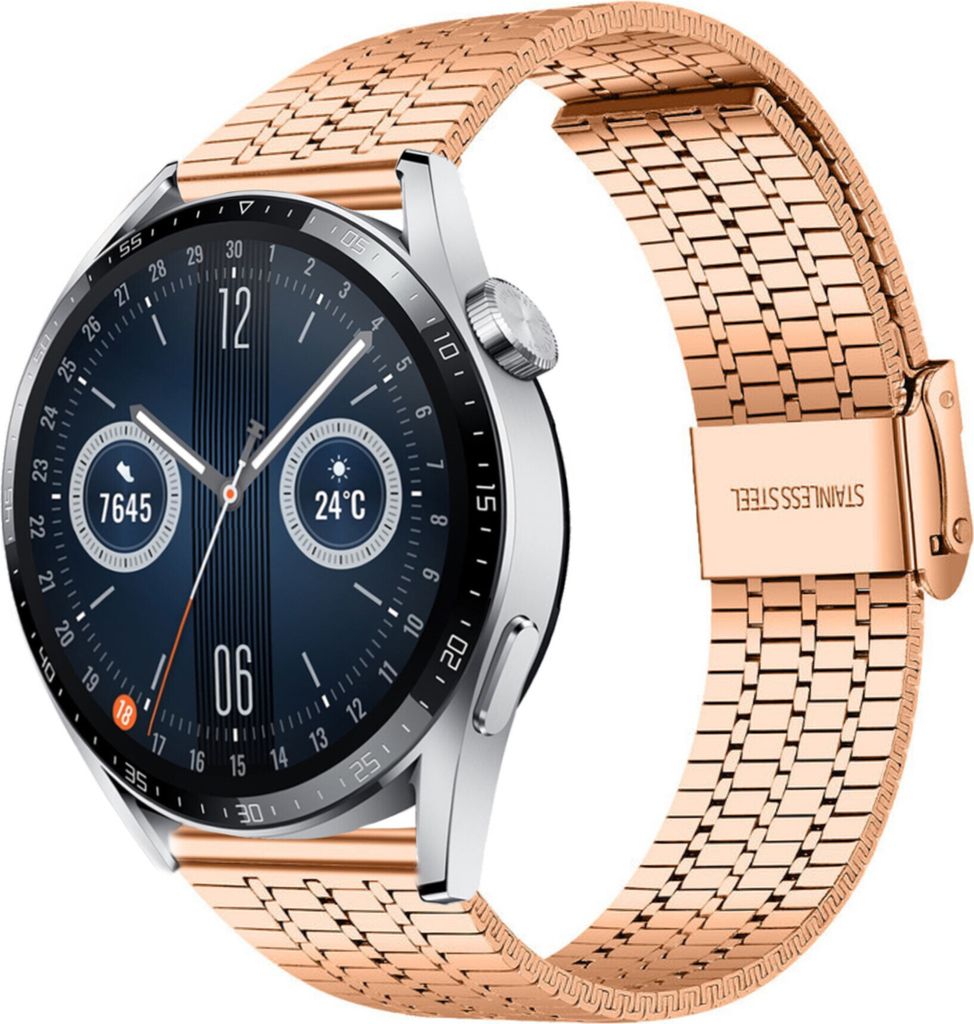 Strap-it Stahlarmband - Kompatibel mit Huawei Watch GT 3Armband 46mmHochwertiger EdelstahlHuawei watch strap Armband mit faltschließe für 22mmArm...
