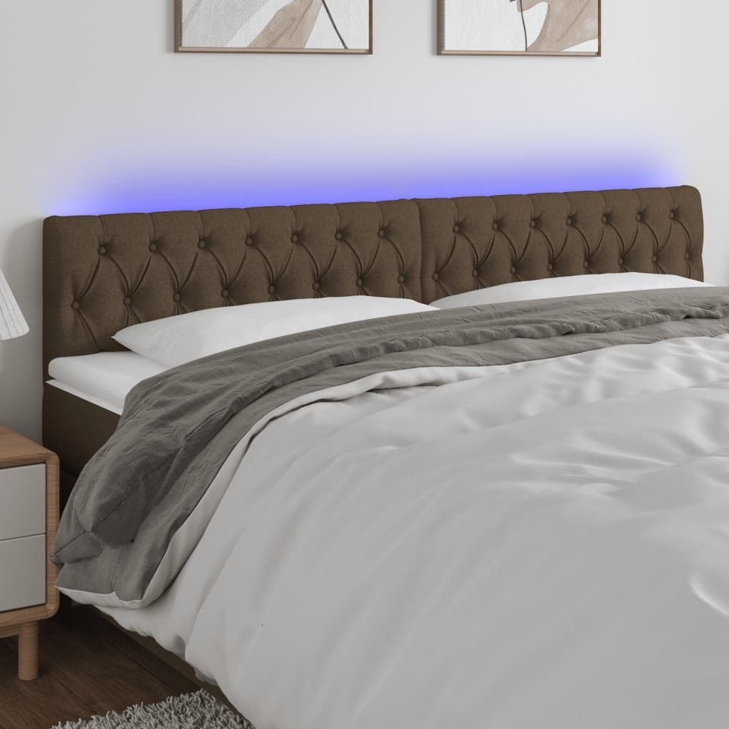 LED Kopfteil Dunkelbraun 180x7x78/88 cm Stoff 3121965