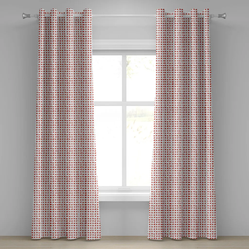 ABAKUHAUS Tenda romantica con occhielli, motivo a cuori, amore, San Valentino, luna di miele, disegno di ragazza che scarabocchia, tende decorative a 2 pannelli, 280 cm x 245 cm, arancione e bianco