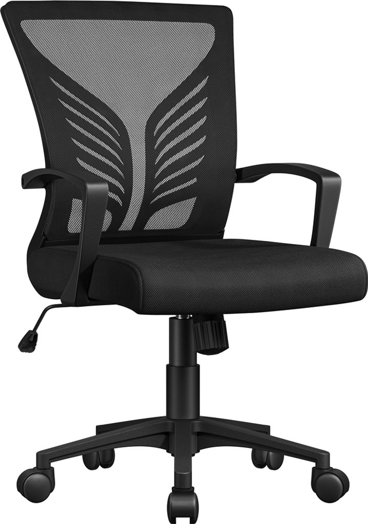 Yaheetech Bürostuhl Schreibtischstuhl mit gepolstertem Sitzkissen & Wippfunktion, Schwarz