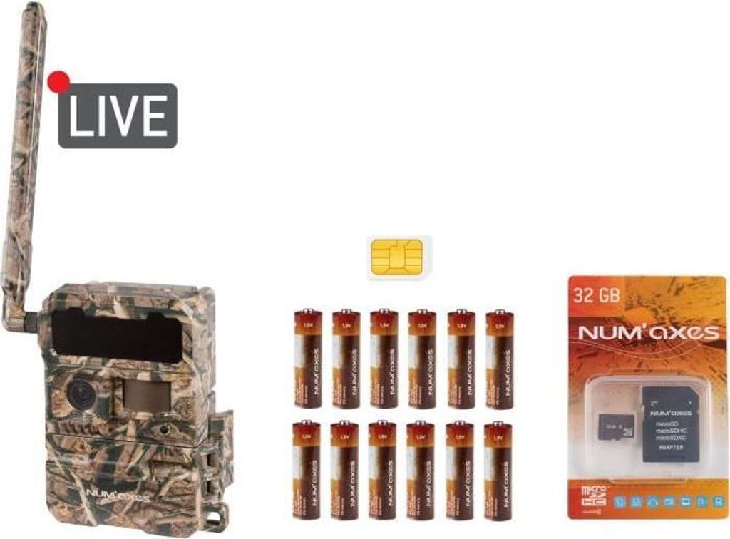 Kamerafallenpaket NUM'AXES PIE1067 32 GB Speicher HD 720P 1280 x 720 Pixel Multi-Operator-Karte