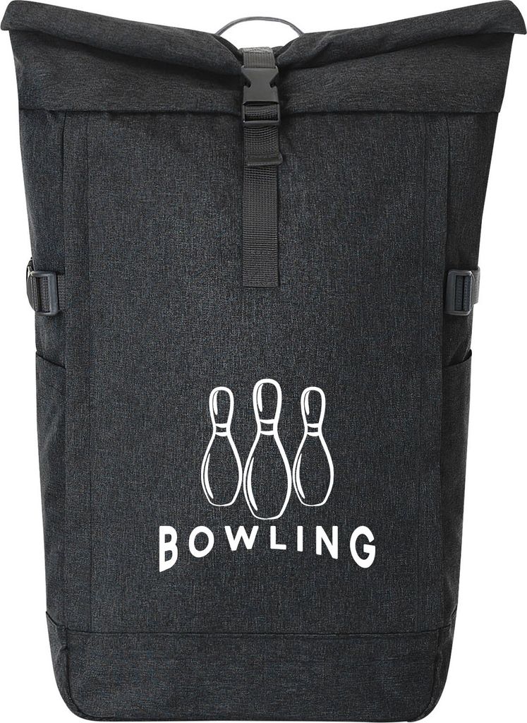Huuraa Kurierrucksack Bowling Pinns 30-44 Liter Black Melange Fairtrade Rolltop Rucksack Geschenkidee