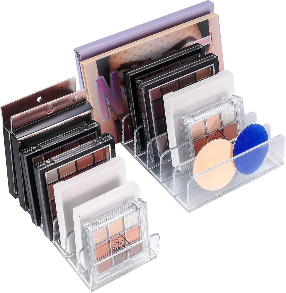 Lidschatten Organizer, Acryl Kosmetik Paletten Organizer Kunststoff mit 7 Steckplätzen, Make-up Schminkaufbewahrung, Schminkbehälter Puder Palett...