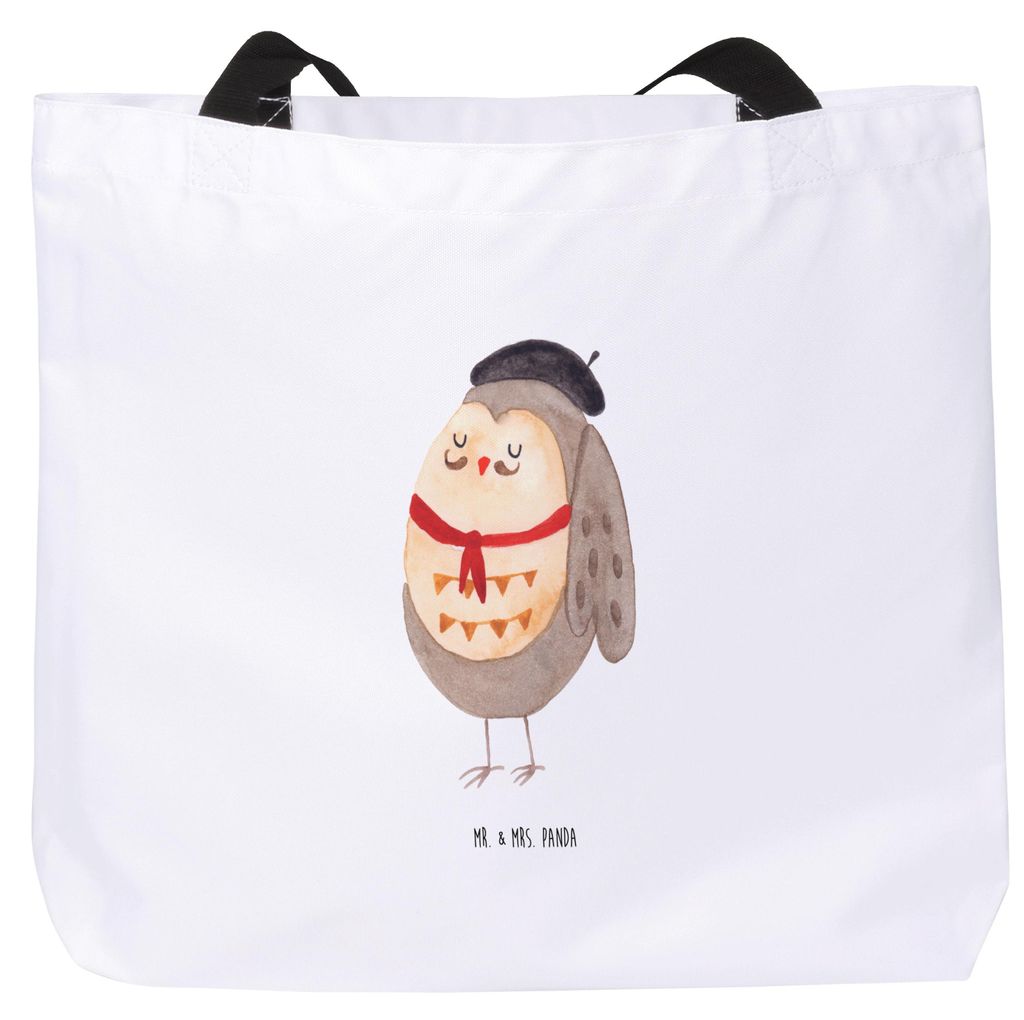 Mr. & Mrs. Panda Tote Bag Eule Frankreich - Weiß - Geschenk, Schultasche, Strandtasche, La Vie Est Belle, Beutel, glücklich, Französisch, Laptop...