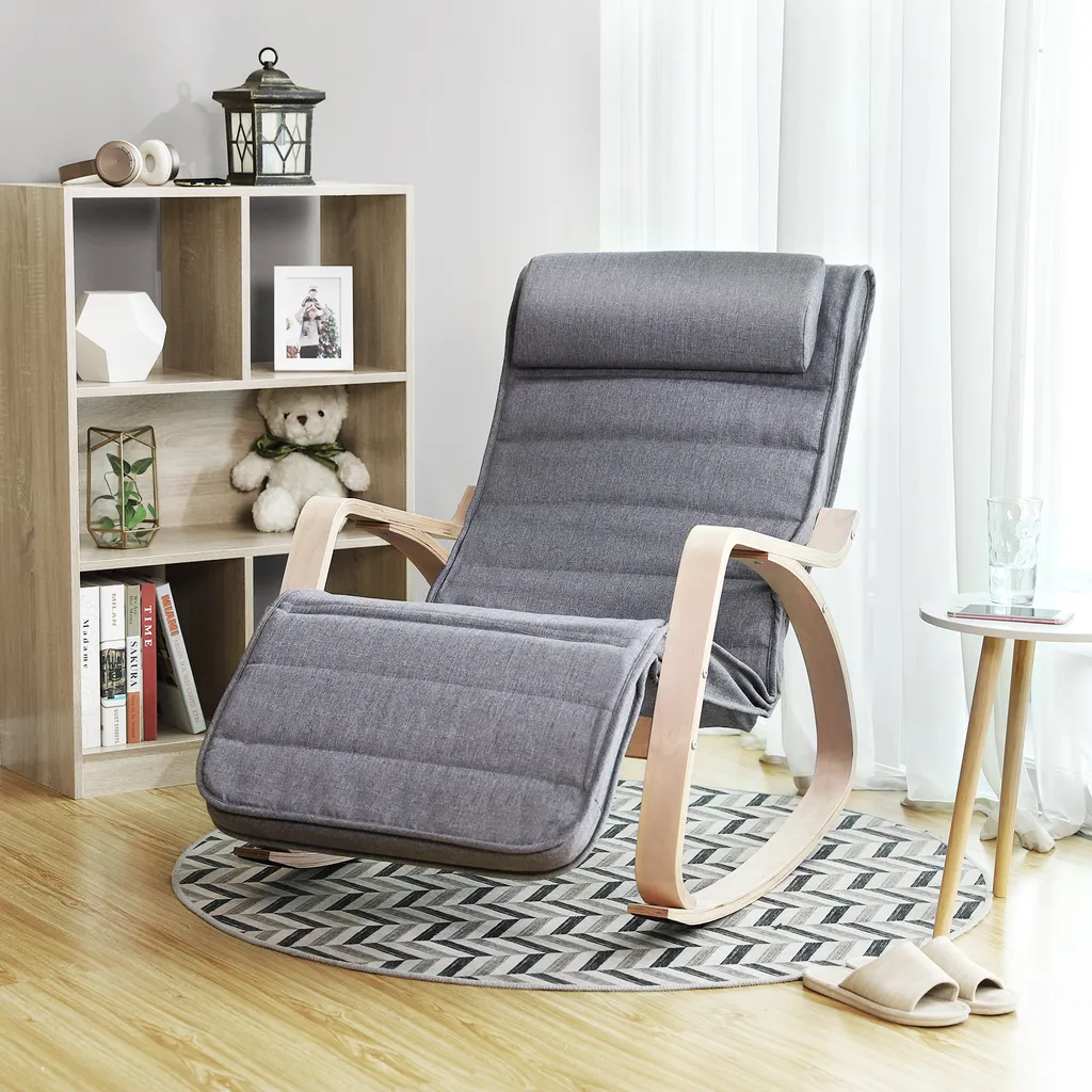 Chaise Berçante Ergonomique Fauteuil Relaxant avec Repose-Pieds Modulable