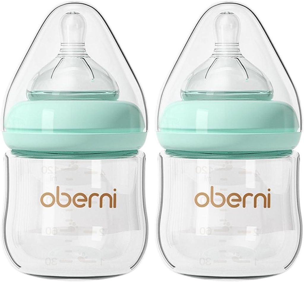Glasflasche für Babys Anti-Kolik Set 2 Stück Blau 120 ml Produktbild 