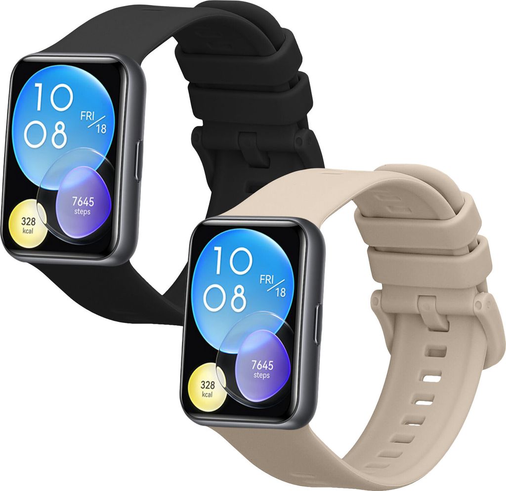 kwmobile 2x Sportarmband kompatibel mit Huawei Watch Fit 2 Armband - Fitnesstracker Band Set aus TPU Silikon
