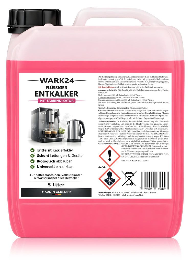 Wark24 Flüssig Entkalker 5 Liter für Kaffeevollautomat  Produktbild 