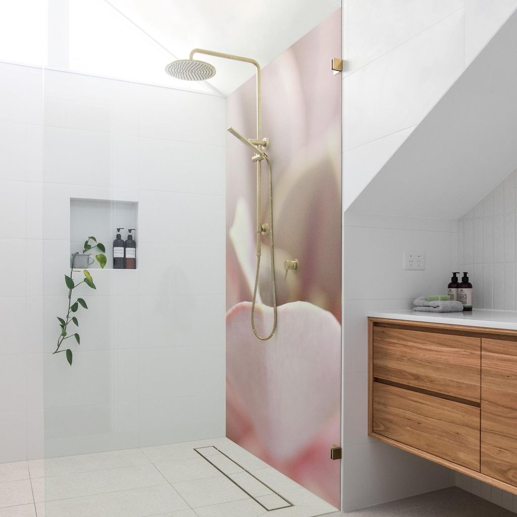 Duschrückwand mit Motiv selbstklebend - 0.35 mm Wandpaneel wasserfest Design rosa Motiv Badrückwand fugenlos Smart matt 90x190 cm