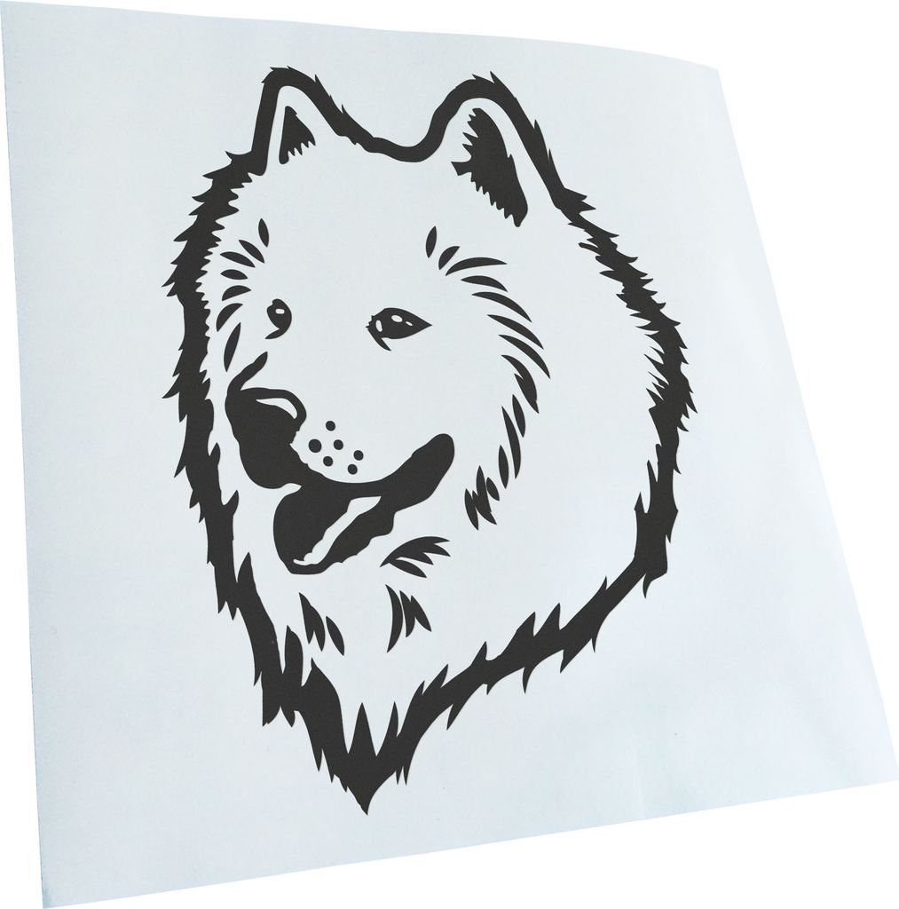 Kiwistar - Autoaufkleber - American Eskimo dog Hund - Dunkelgrau - 50x38cm - Aufkleber für Auto, Laptop, Fahrrad, LKW, Motorrad mehrfarbig JDM Dec...