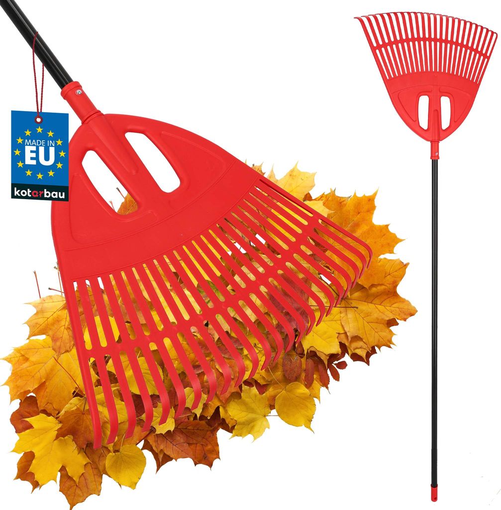 KOTARBAU Laubrechen Kunststoff 50 cm mit Aluminiumstiel 1,5 m Extra Click Heurechen Laubharke Rechen für Herbstlaub & Heckenschnitt Gartenrechen...