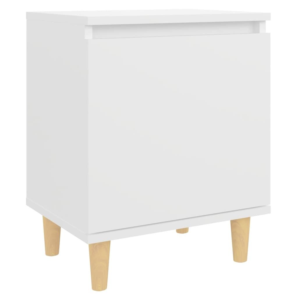vidaXL Table de nuit avec pieds en bois massif blanc Image du produit 