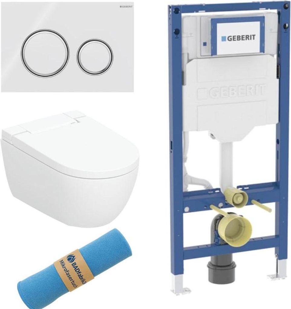 BADfabrik24 Duofix Element für Wand-WC, 112 cm, mit Sigma UP-Spülkasten 12 cm+AquaClean Alba WC-Komplettanlage Wand-WC: WC-Keramik: weiß / KeraT...