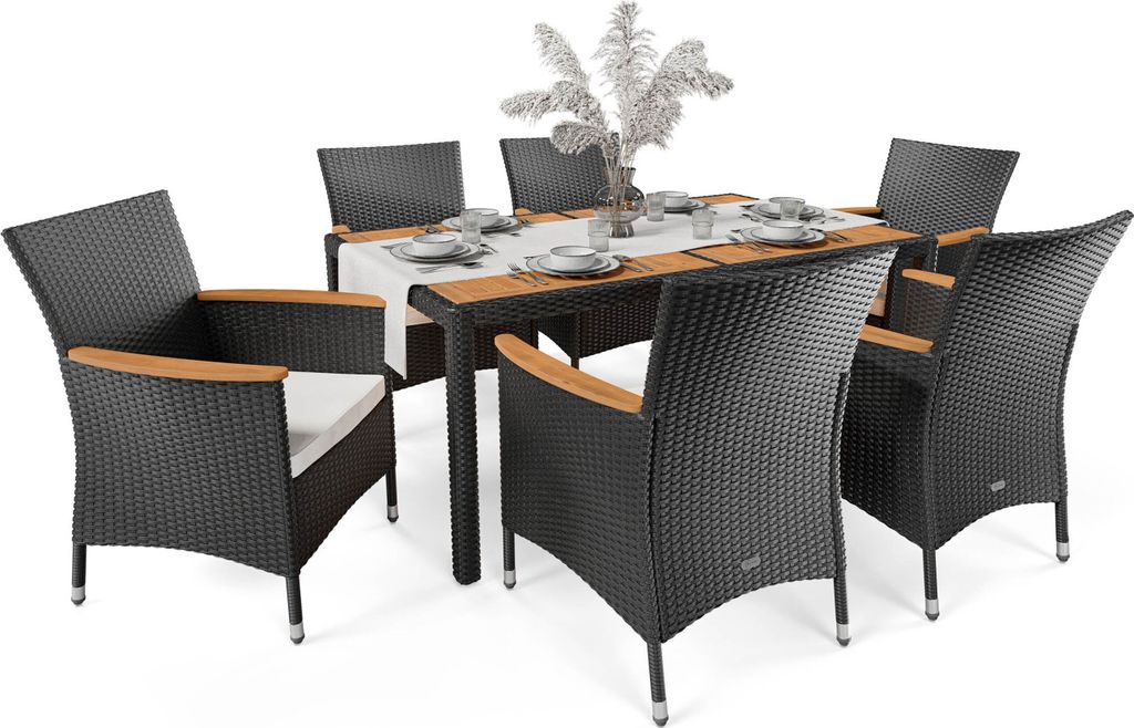 A dining set with a table and chairs on a white background.
