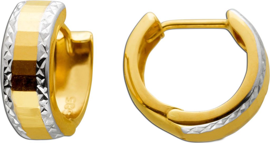 Creolen Gelbgold Weißgold 585 14 Karat Bicolor