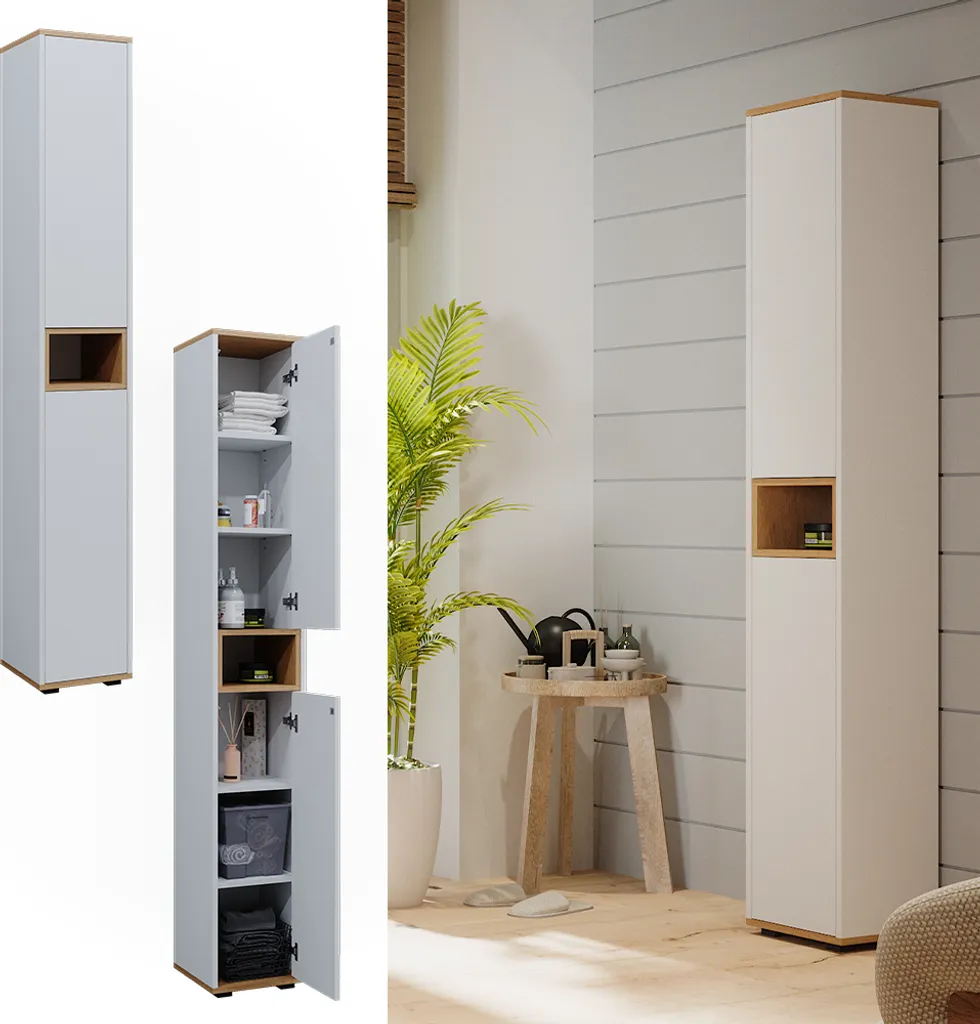 HOMCOM Armadietto 3 Ripiani Anta Design Moderno Salvaspazio Da Parete Bagno E Cucina Legno 53x14 5x50 5cm Bianco 89151097