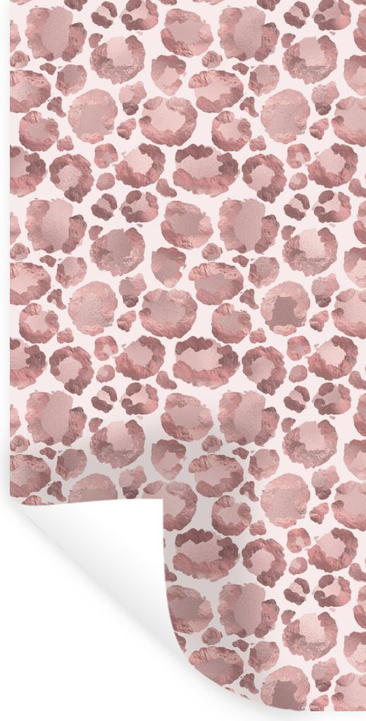 MuchoWow Wandtattoo Wandsticker Wandaufkleber Pantherdruck - Rosa - Pastell - Luxus 60x120 cm Selbstklebend und Repositionierbar - Selbstklebend ...