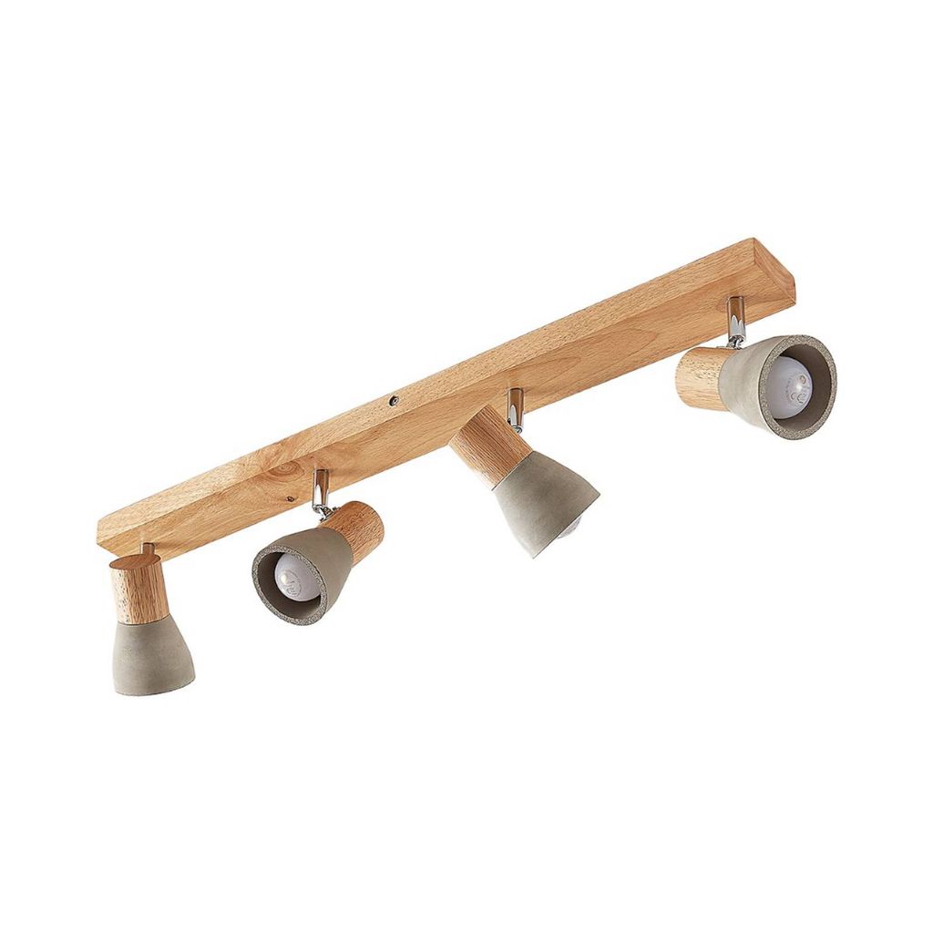 Lindby Strahler Filiz, 4-flammig, 77 cm, Holz, Beton, E14