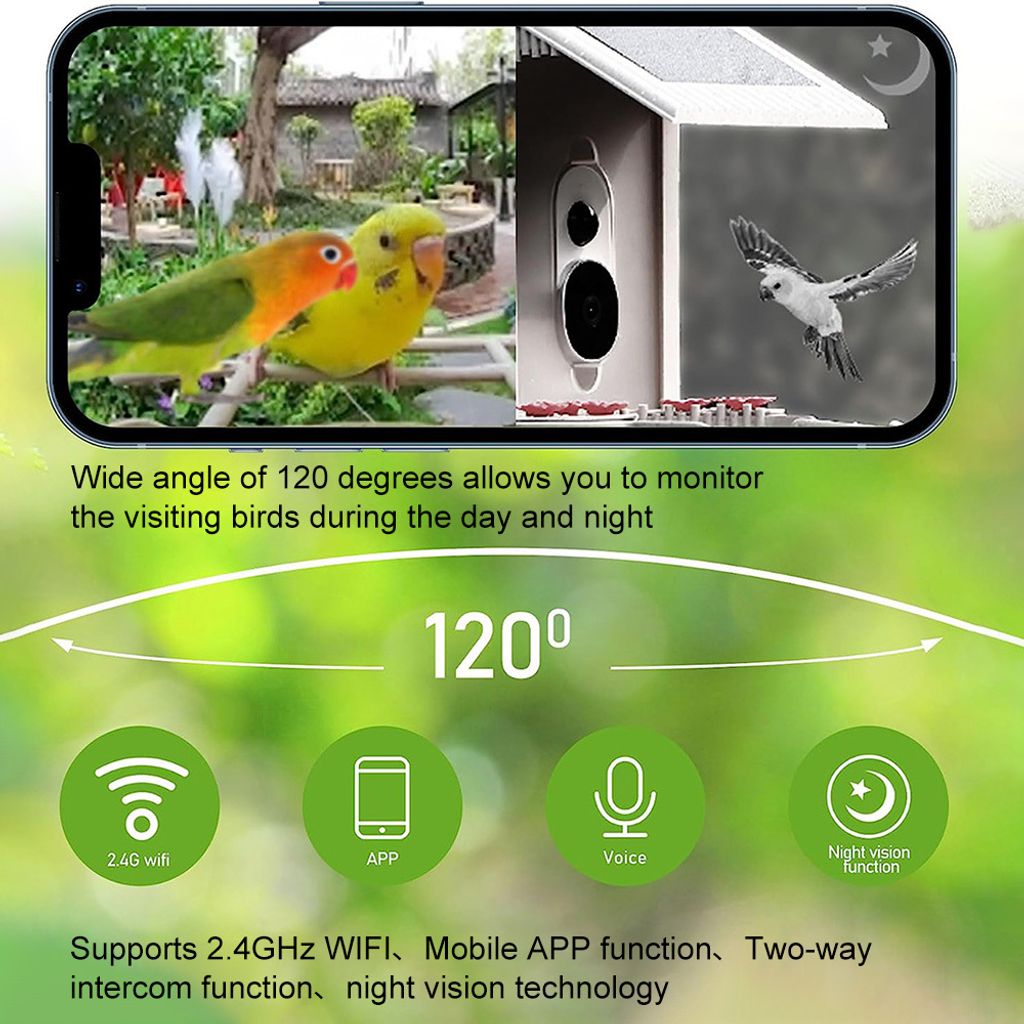 WIFI Smart Bird Feeder Camera 1080P Auto Capture Bird Video Obrázek produktu 4