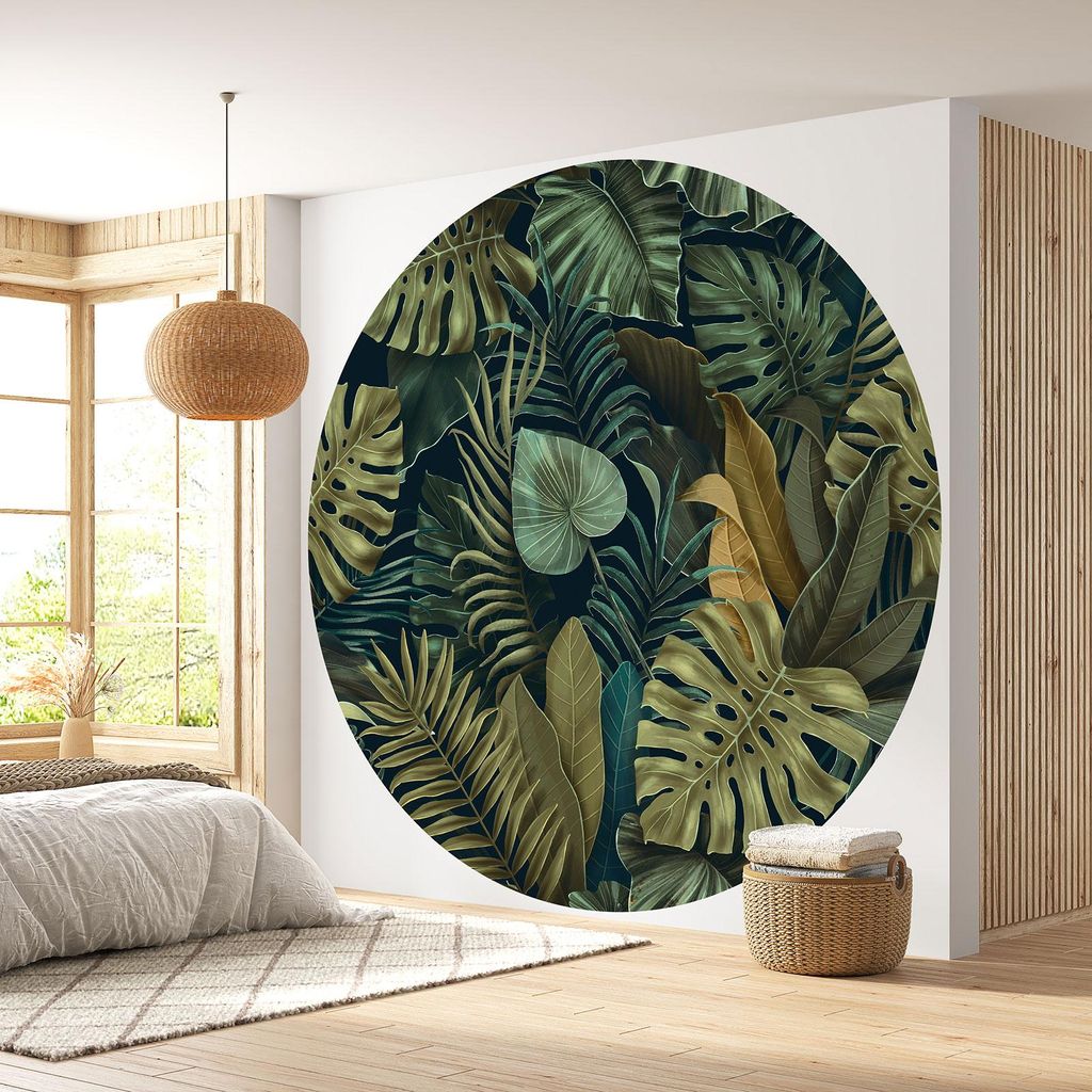 Runde Tapete / Kreis - Lumaléa - Botanisches Motiv - Standardpapier 170 g, abwaschbar - Durchmesser 90 cm