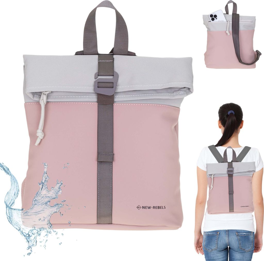 Rucksack Damen Handtasche New Rebels Backham Los Angeles small medium Damenrucksack Daypack Büro Freizeit Freizeitrucksack klein 51.1331 70 Rosa +s