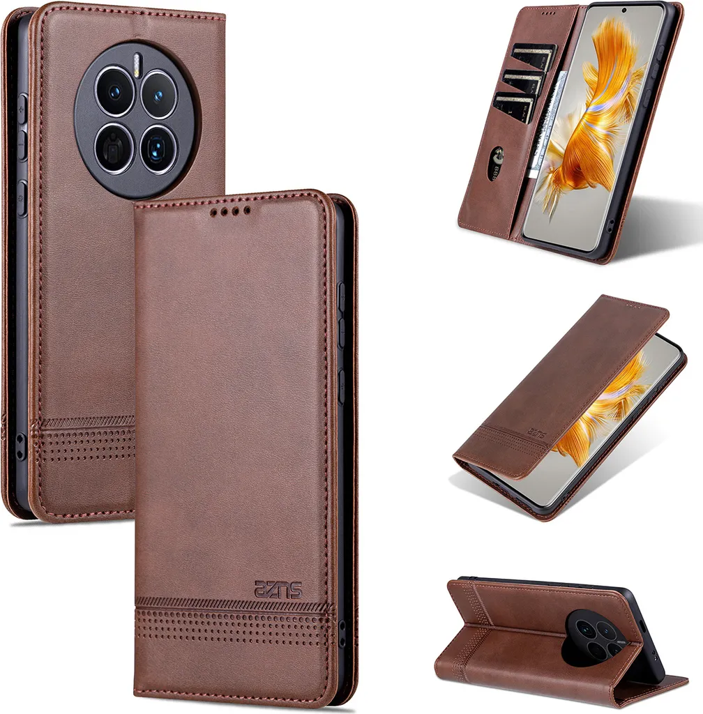 Custodia Huawei Mate 50 Portafoglio Pelle Business Caffè Flip Cover