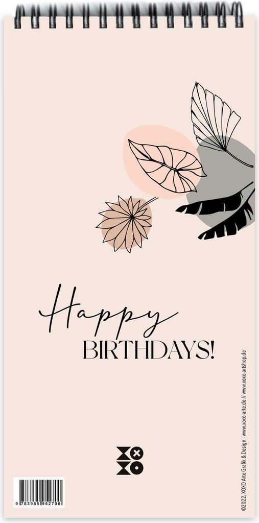 Geburtstagskalender "leaves line art", ohne Jahreszahl