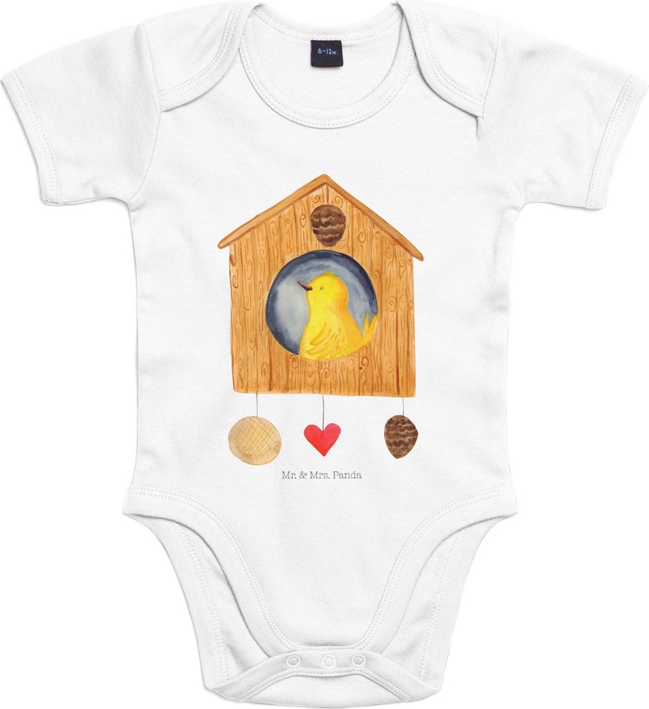 Mr. & Mrs. Panda Strampler Baby Vogelhaus Home 12. - 18. Monat - Heather Grey - Geschenk, Vogel, Umzug, Babybody, Haus, Lustige Sprüche, Sweet, ov...