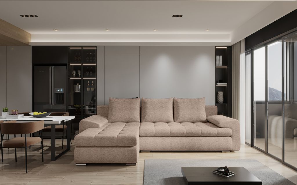 Kaiser Möbel Elegantes und modernes Ecksofa TOMI Abriamo Rosa Links