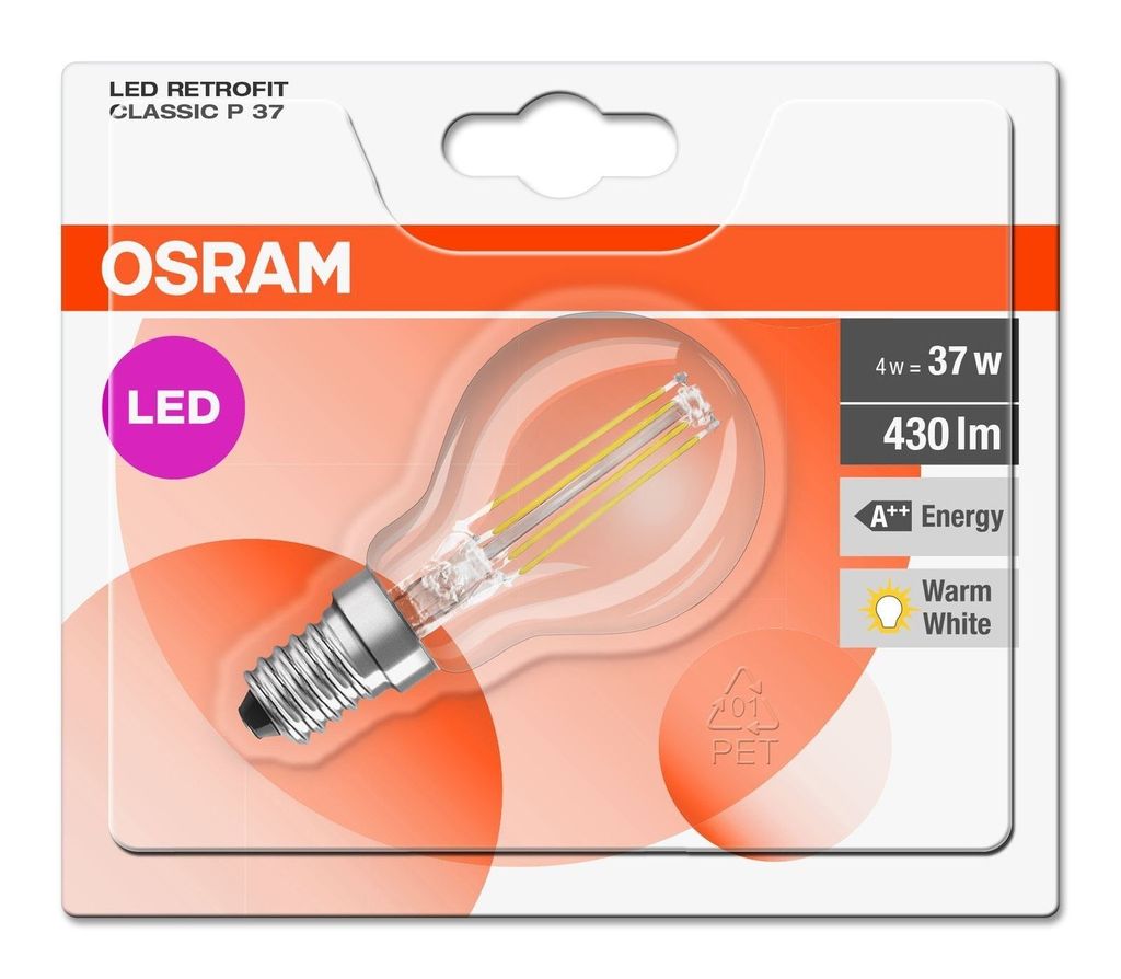 Osram LED E14 4 Watt 2700 Kelvin 470 Lumen 4058075436527