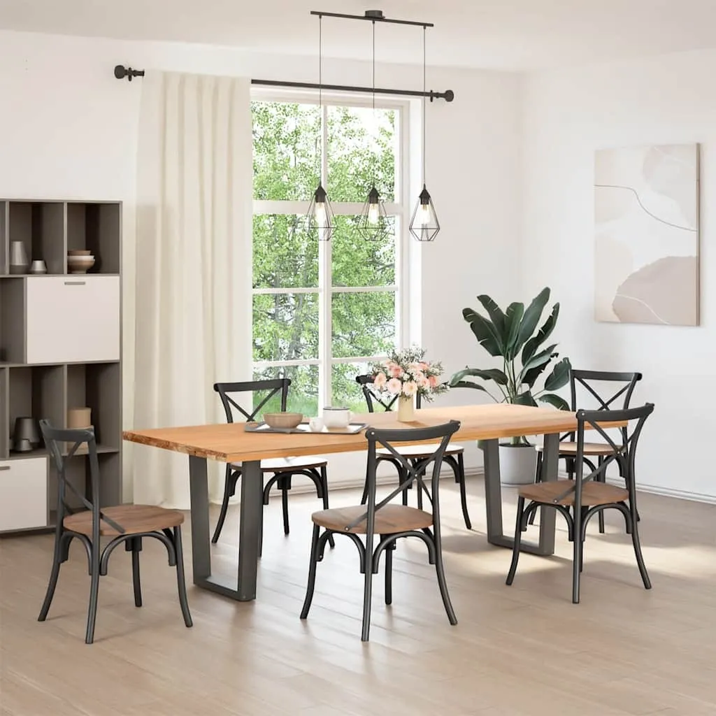 Set 2 Gambe SYFAX Acciaio Antracite per Tavolo Pranzo DIY 60cm