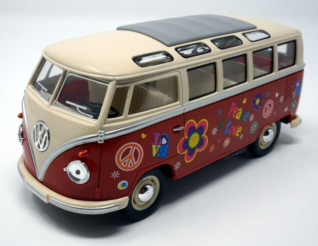 Modellauto WELLY VW Volkswagen T1 Bus 1963 Bulli Flower 1:34 Spielzeug Auto 
