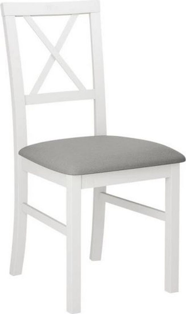 MIRJAN24 Stuhl Milano IV, Esszimmerstuhl aus Buchenholz, 43x40x93 cm (Holzfarbe: Weiß, Stofffarbe: Hygge D91)
