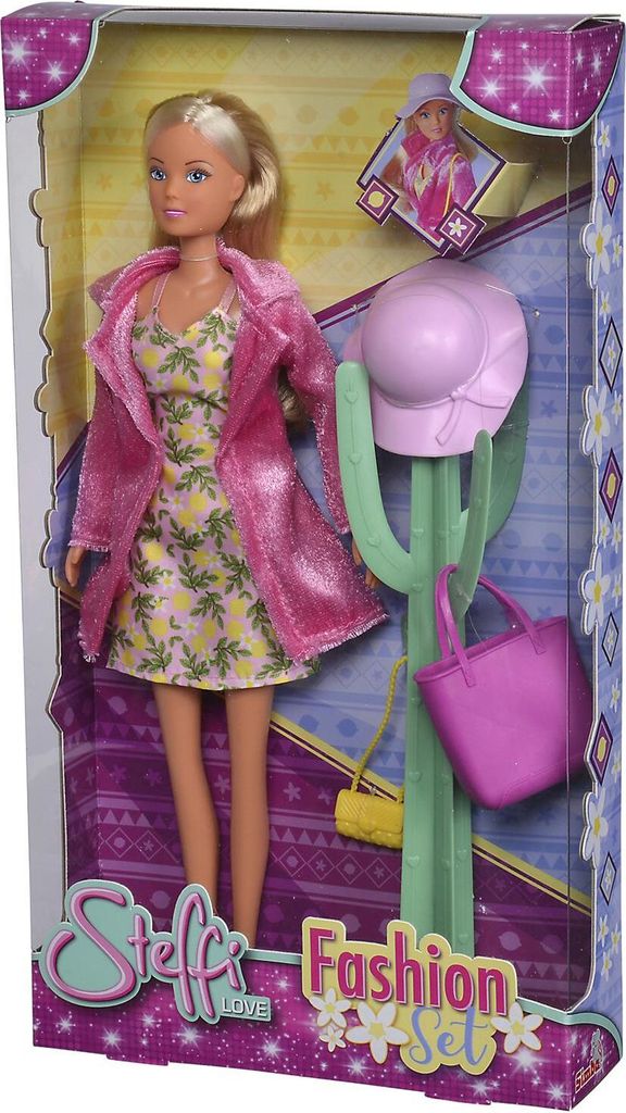 Simba Puppe Steffi Love Fashion Set Kleid Mantel Hut Handtasche Kleiderständer 105733604