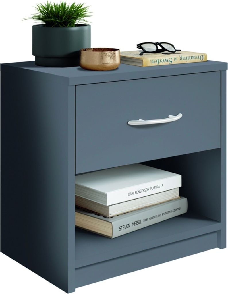STELLA Trading PEPE Nachttisch Graphit Schlicht Schublade B=39 H=41 T=28 cm