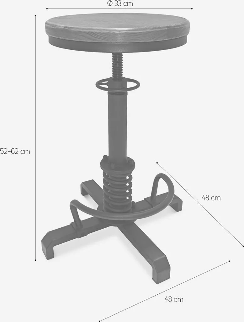 Tabouret de bar industriel vintage Helix avec réglage manuel par vis - 4