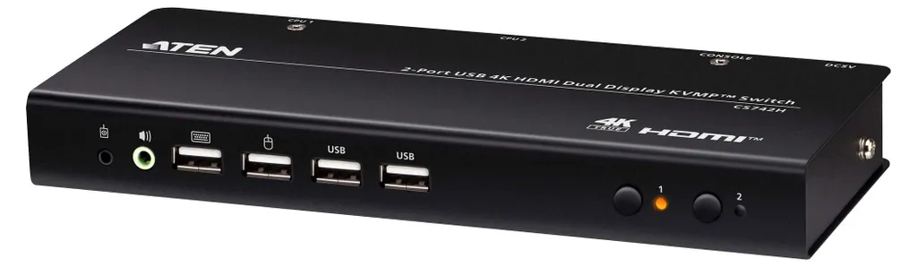 Console KVM 2 Ports HDMI 4K ATEN CS742H : Travaillez sur 2 PC en 4K