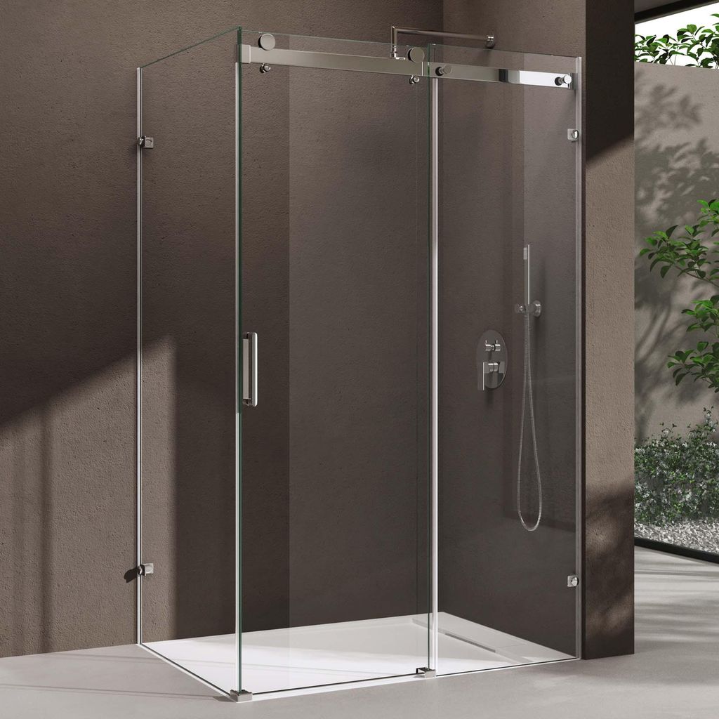 doporro Duschkabine Schiebetür Dusche Eckdusche 70x130x195cm Duschabtrennung mit Schiebetür inkl. 4cm Duschtasse ESG-Sicherheitsglas Klarglas 4-P...
